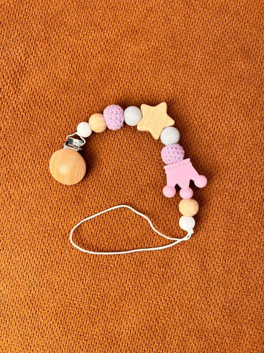 Mumlove Baby Pacifier Clip – Wooden & Silicone Soother Holder (BPA Free)