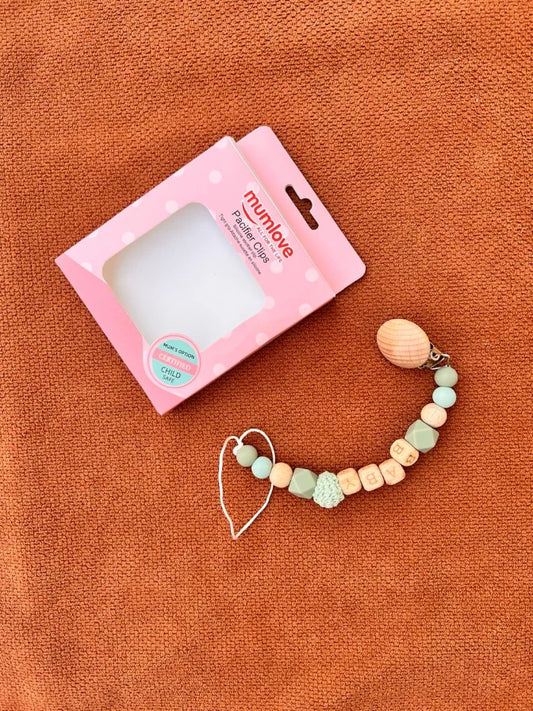 Mumlove Baby Pacifier Clip – Wooden & Silicone Soother Holder (BPA Free)