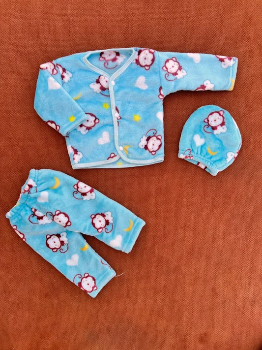 Newborn 3-Piece Velvet Set – Cap, Shirt & Trouser