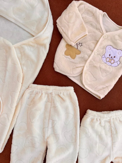 Newborn 6 Pcs Velvet Winter Starter Set –  yellow