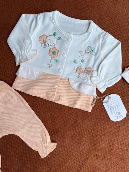 Newborn Baby 3 Piece Outfit Set – Soft Shirt, Trouser and Cap Set for Babies