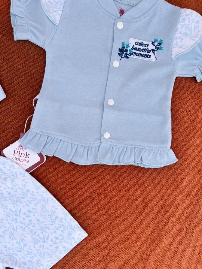 Newborn Baby 3 Pieces Summer Outfit – Shirt, Shorts & Cap