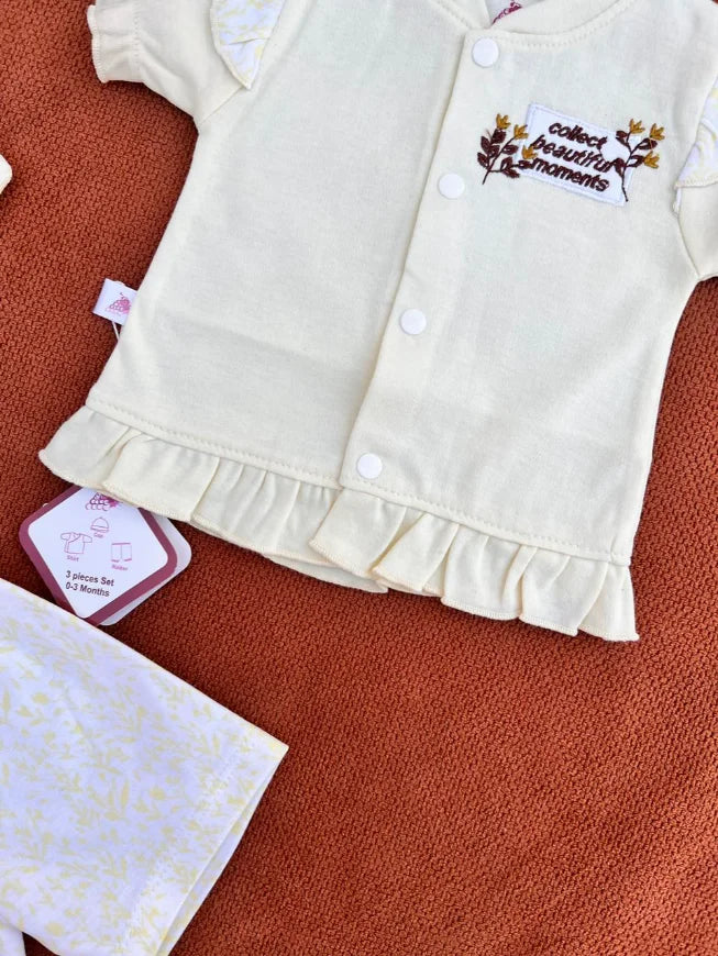Newborn Baby 3 Pieces Summer Outfit – Shirt, Shorts & Cap