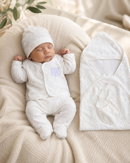 Newborn 6 Pcs Velvet Winter Starter Set –  white