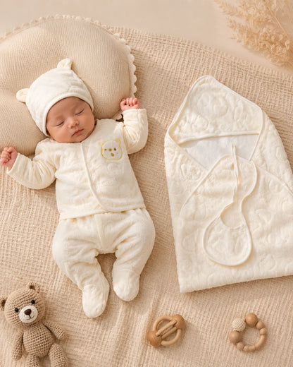 Newborn 6 Pcs Velvet Winter Starter Set –  yellow