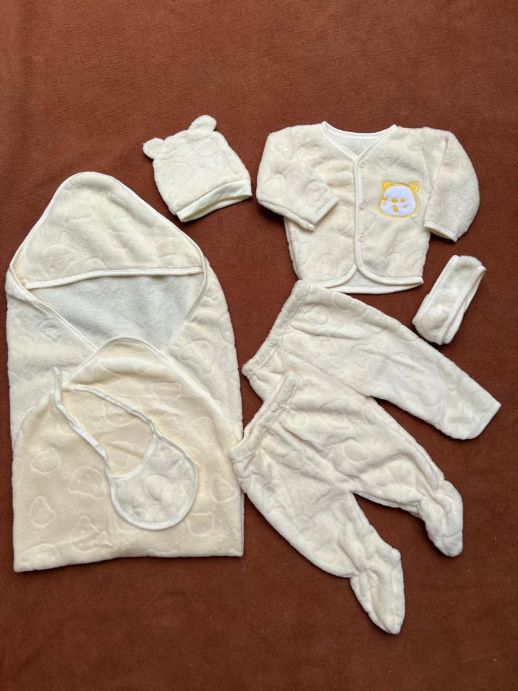 Newborn 6 Pcs Velvet Winter Starter Set –  yellow