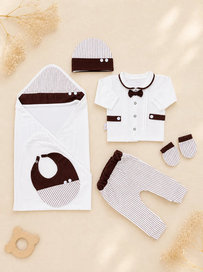 Newborn 7 Pcs Summer Starter Set – Stylish Striped Outfit