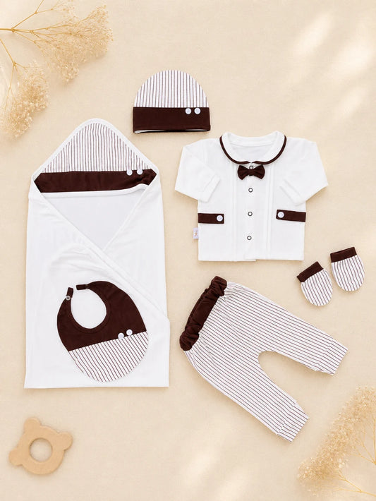 Newborn 7 Pcs Summer Starter Set – Stylish Striped Outfit