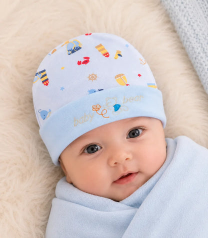 Newborn Baby Cap – Soft Printed Summer Hat with Embroidery