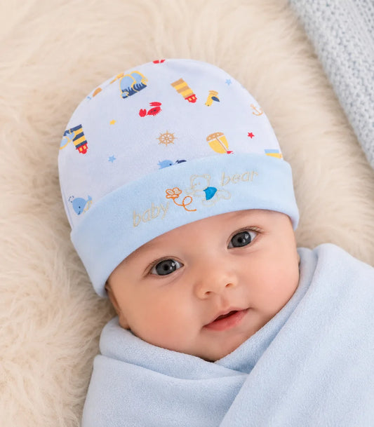 Newborn Baby Cap – Soft Printed Summer Hat with Embroidery