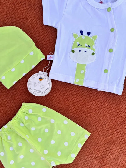Newborn Baby Summer Dress Set – Shirt, Shorts & Cap