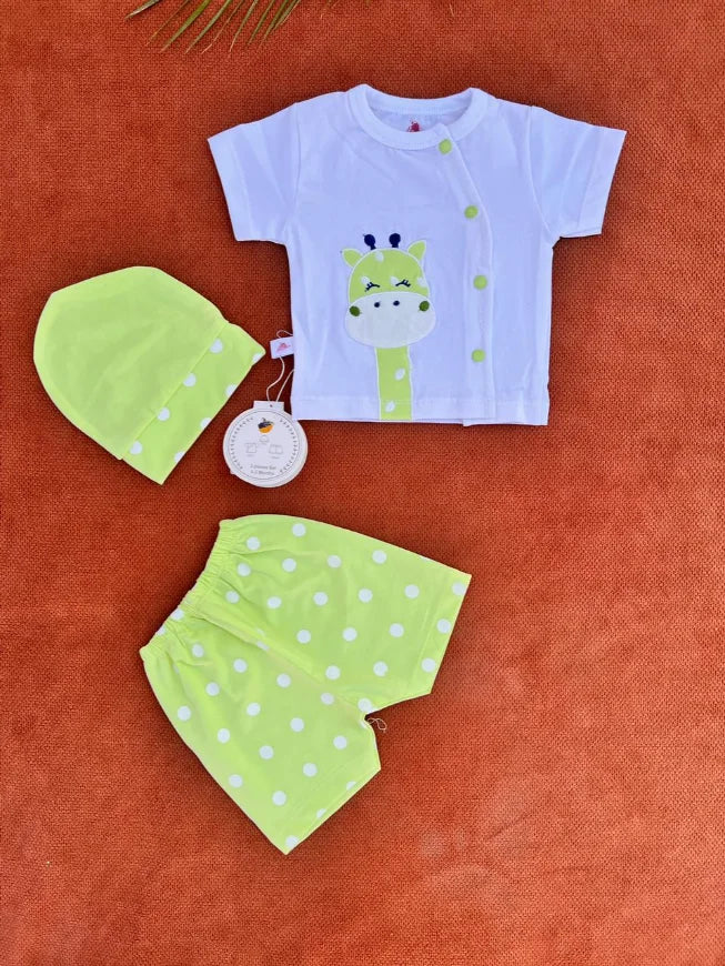 Newborn Baby Summer Dress Set – Shirt, Shorts & Cap