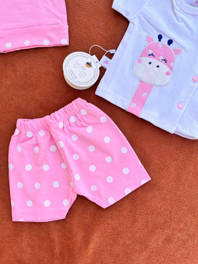 Newborn Baby Summer Dress Set – Shirt, Shorts & Cap