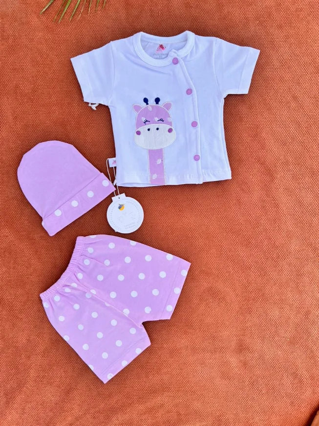 Newborn Baby Summer Dress Set – Shirt, Shorts & Cap