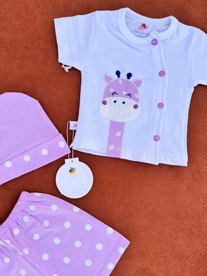 Newborn Baby Summer Dress Set – Shirt, Shorts & Cap