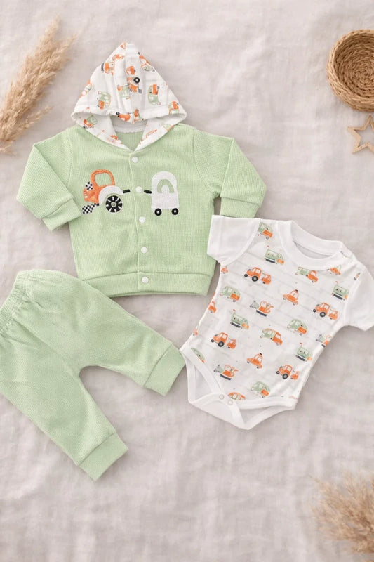 Newborn Summer Waffle Hoodie & Bodysuit Set – Soft & Breathable Outfit