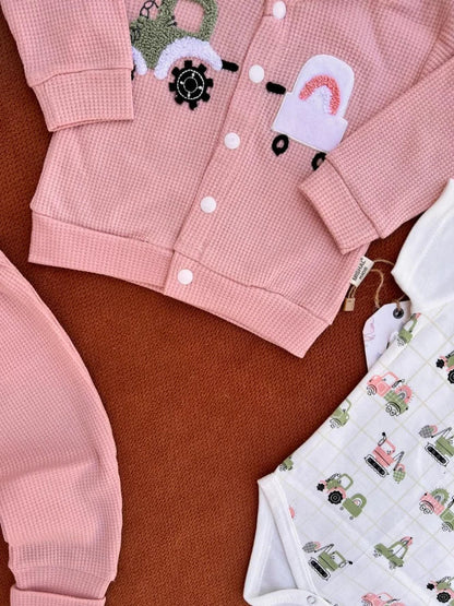 Newborn Summer Waffle Hoodie & Bodysuit Set – Soft & Breathable Outfit