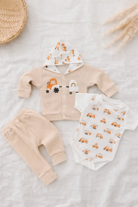 Newborn Summer Waffle Hoodie & Bodysuit Set – Soft & Breathable Outfit