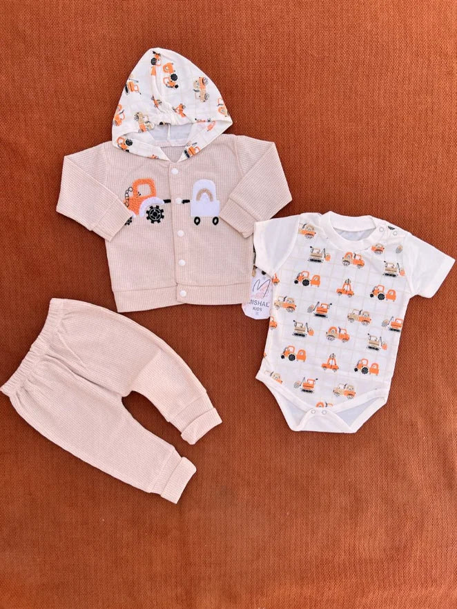 Newborn Summer Waffle Hoodie & Bodysuit Set – Soft & Breathable Outfit