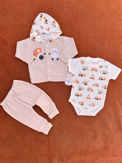 Newborn Summer Waffle Hoodie & Bodysuit Set – Soft & Breathable Outfit