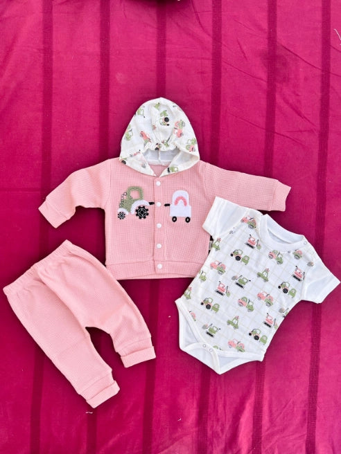Newborn Summer Waffle Hoodie & Bodysuit Set – Soft & Breathable Outfit