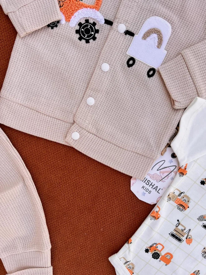 Newborn Summer Waffle Hoodie & Bodysuit Set – Soft & Breathable Outfit