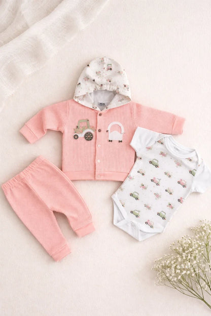 Newborn Summer Waffle Hoodie & Bodysuit Set – Soft & Breathable Outfit