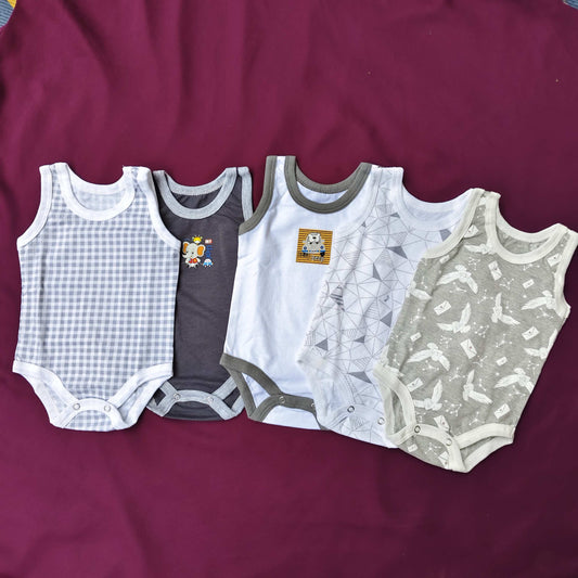 Pack of 5 sleevless body suits gray