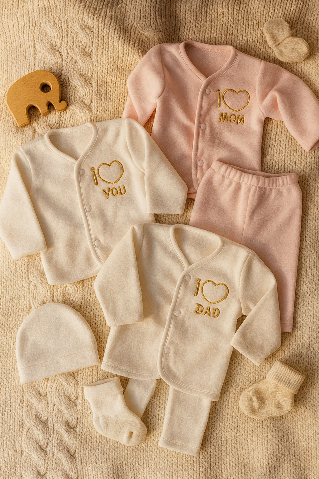 Pack of 3 Newborn Winter Jabla Dresses – Soft, Warm