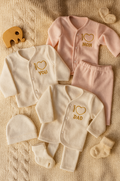 Pack of 3 Newborn Winter Jabla Dresses – Soft, Warm