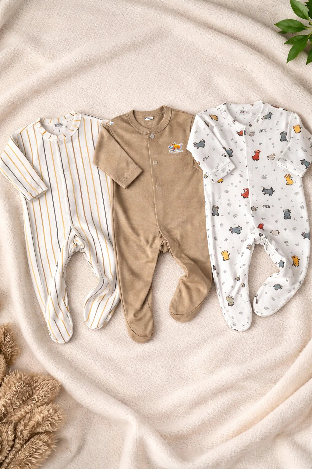 Pack of 3 Baby Full Sleeve Rompers – Soft Cotton Full Sleeve