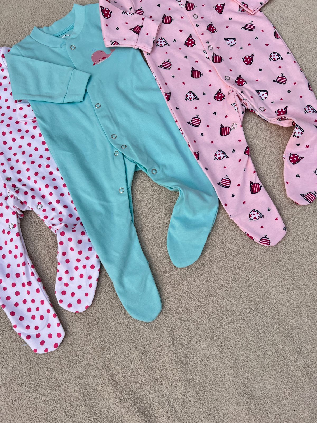 Pack of 3 Baby Full Sleeve  Rompers – Soft Cotton Full Sleeve