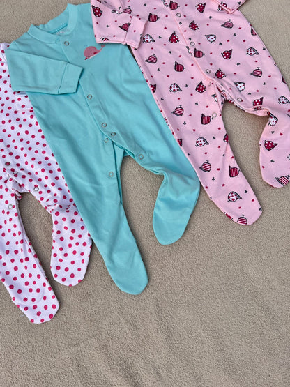 Pack of 3 Baby Full Sleeve  Rompers – Soft Cotton Full Sleeve