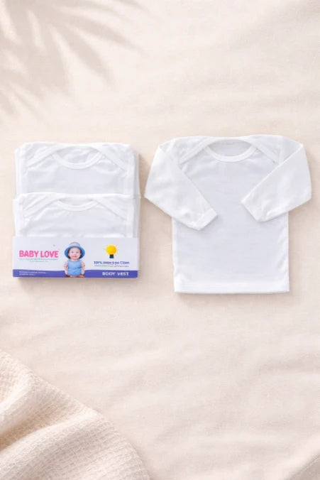 Pack of 3 Full Sleeves Baby Vests - White