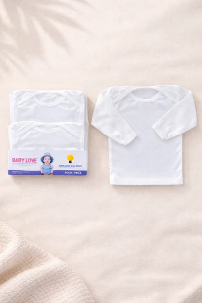 Pack of 3 Full Sleeves Baby Vests - White