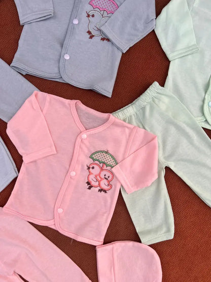 Pack of 3 Newborn Jabla Dress Set – 100% Cotton Summer Wear