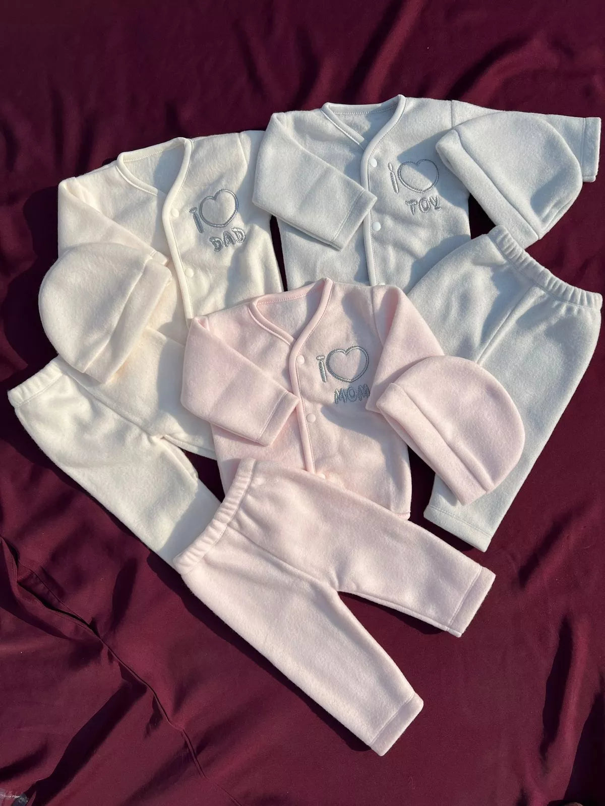 Pack of 3 Newborn Winter Jabla Dresses – Soft, Warm