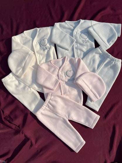 Pack of 3 Newborn Winter Jabla Dresses – Soft, Warm