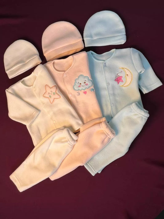 Pack of 3 Newborn Winter Jabla Dresses – Soft, Warm & Comfortable