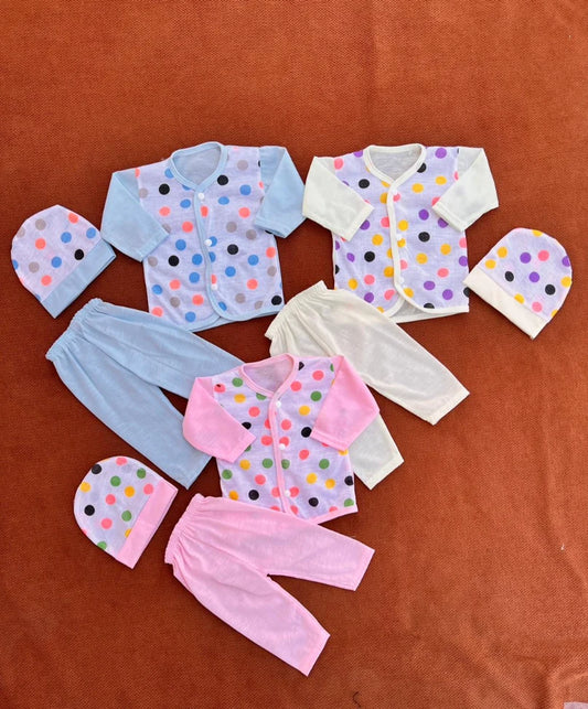 Pack of 3 Summer Jabla Dress for Newborn Baby – Soft Cotton Set