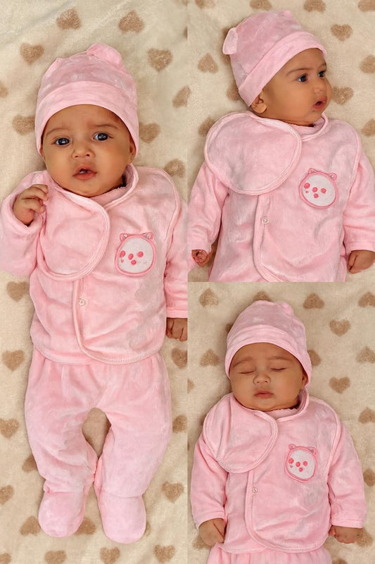 Newborn 6 Pcs Velvet Winter Starter Set – Pink