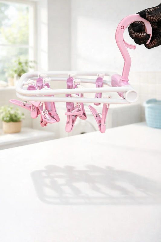 Portable Clothes Drying Hanger with Clips – Ideal for Baby Laundry