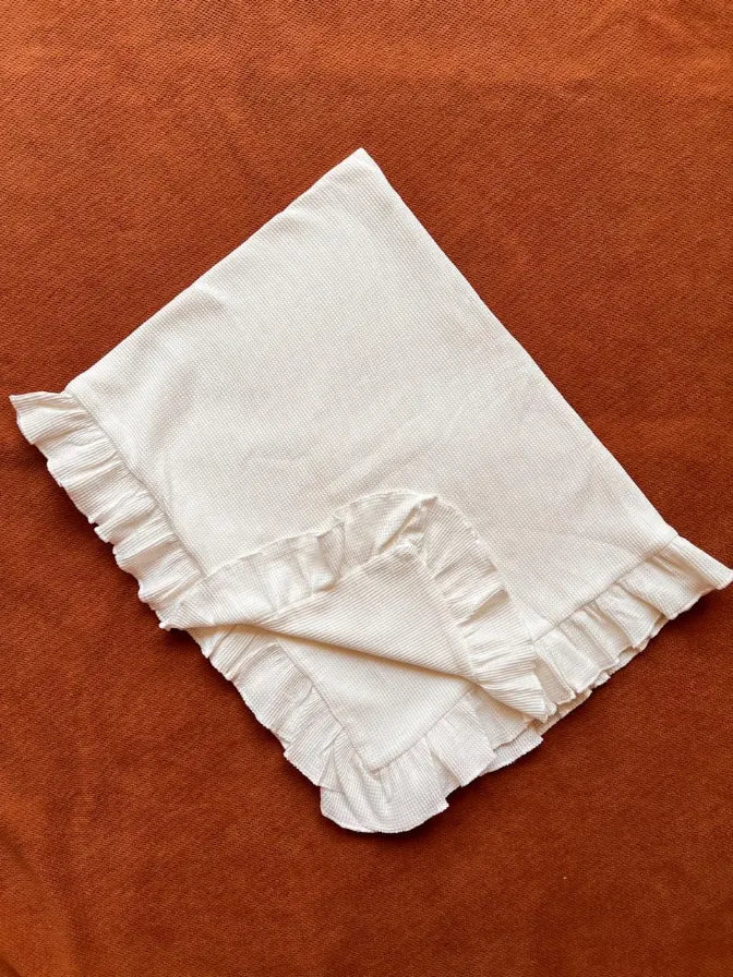 Premium Large Double-Sided Waffle Baby Blanket – Soft, Cozy & Breathable white