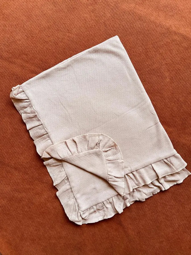 Premium Large Double-Sided Waffle Baby Blanket – Soft, Cozy & Breathable beige
