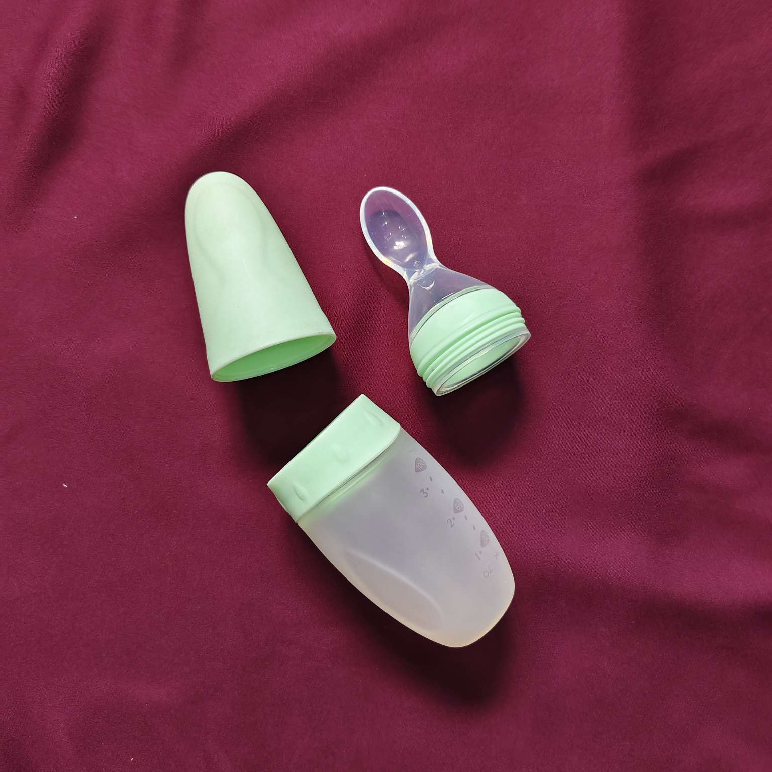 Silicon feeding spoon with silicon tip Green 1