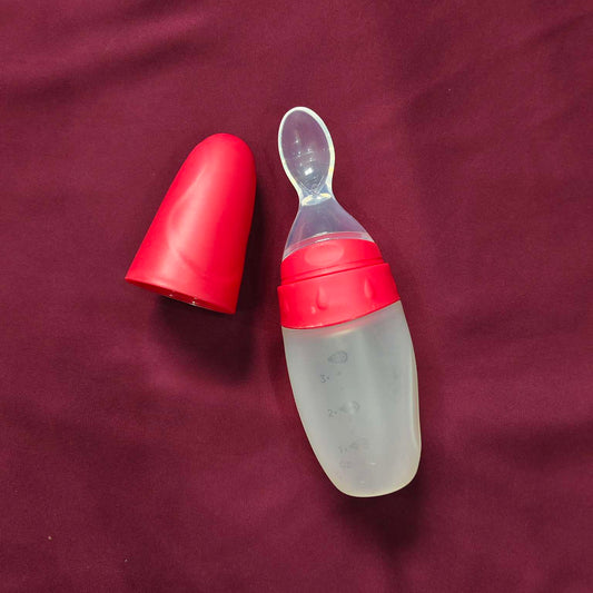 Silicon feeding spoon with silicon tip Red