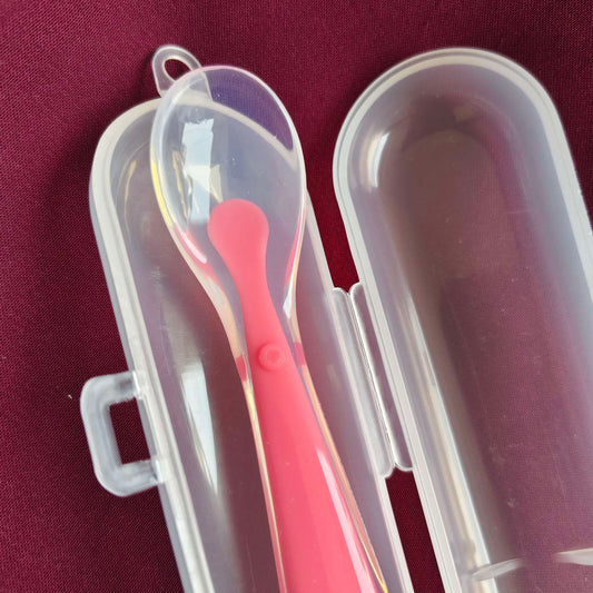 Silicon spoon with box pink2