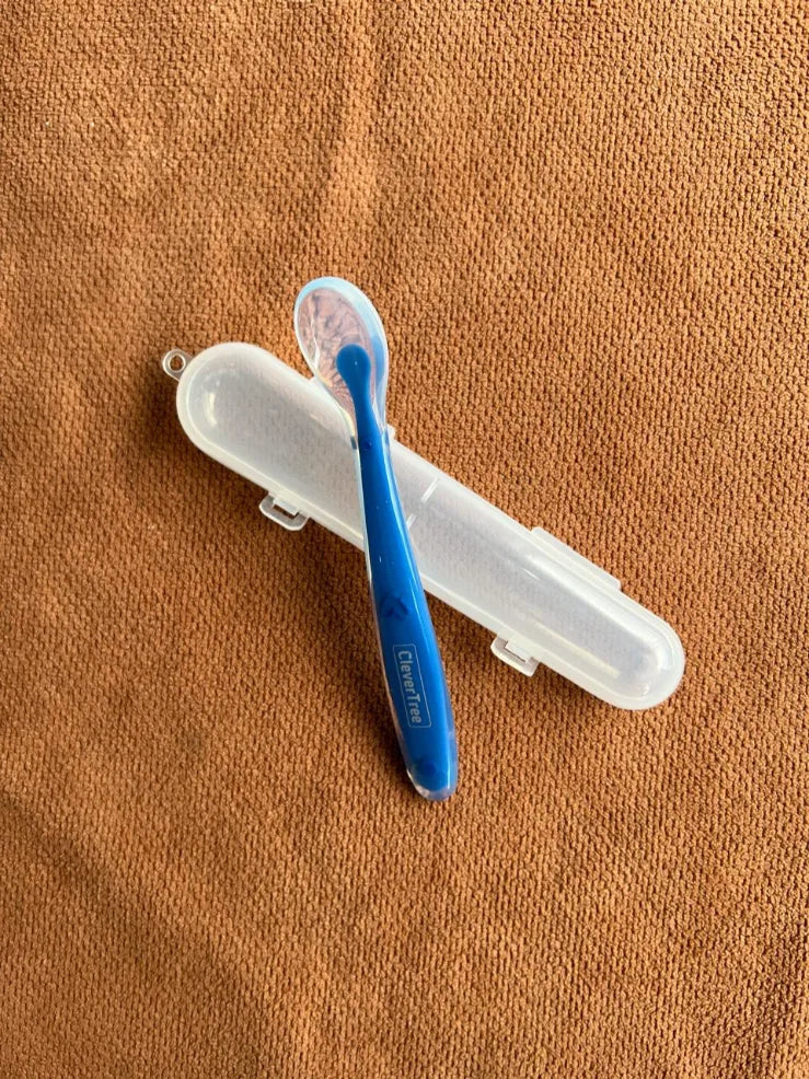 Silicone Baby Spoon with Box | Soft & BPA-Free Feeding Essentials (Blue)