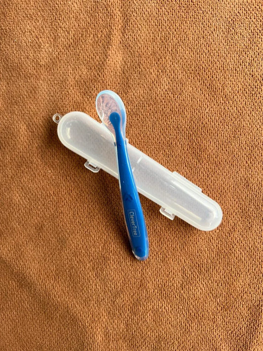Silicone Baby Spoon with Box | Soft & BPA-Free Feeding Essentials (Blue)