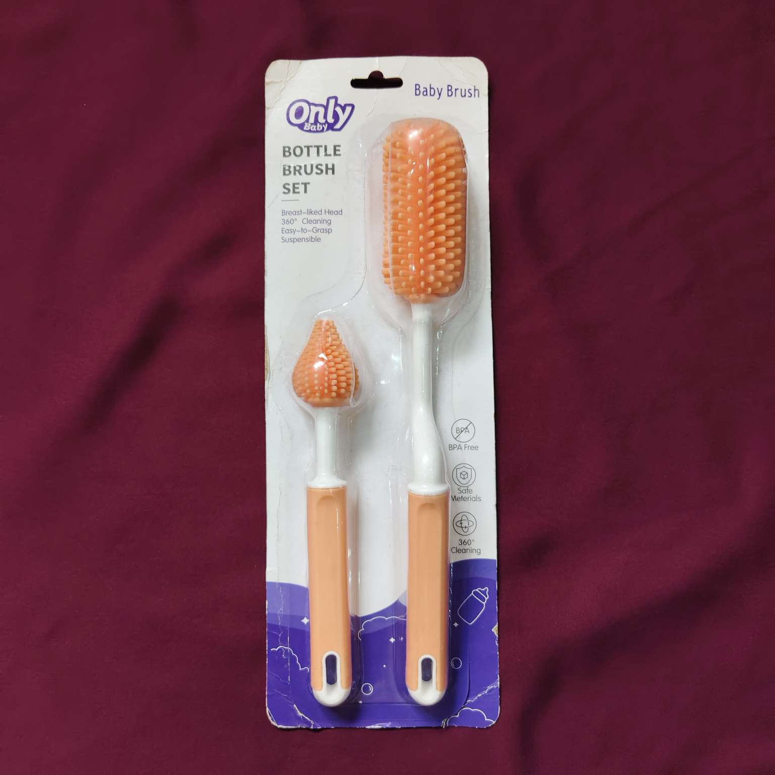 Siliocn feeder cleaning brush orange